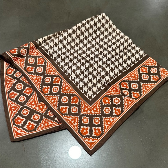 Brown Orange Cream Glentex Acetate MCM Scarf - Picture 2 of 15